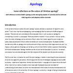 Reflections on the nature of Christian Apology