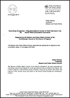 Church of England Response to Regulating Migrant access to health services in the UK