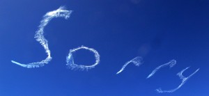 Sorry written in clouds