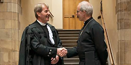 Right Rev Dr Russell Barr shakes hands with Archbishop of Canterbury the Most Rev Justin Welby