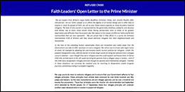 Faith leaders' open letter to UK Prime Minister