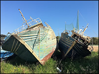 Fishing boats used by refugees