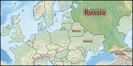 Map of Europe with Russia and neighbouring states