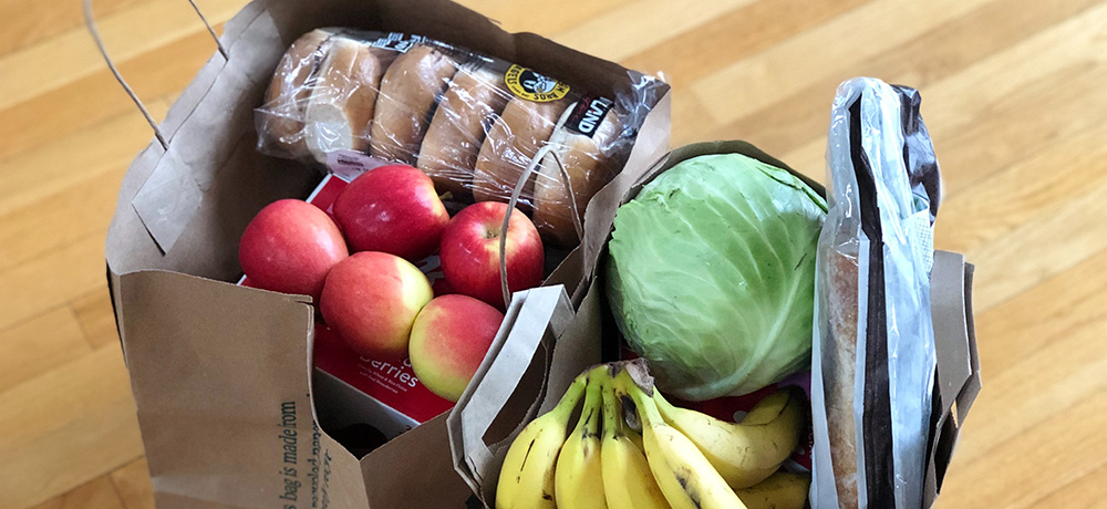 food in shopping bags