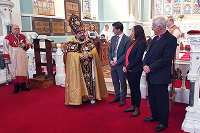 His Grace Bishop Hovakim Manukyan with the General Secretaries of CTBI and the Irish Council of Churches were welcomed by the Armenian Church community in Ireland, together with Most Rev Michael Jackson, Church of Ireland Archbishop of Dublin.